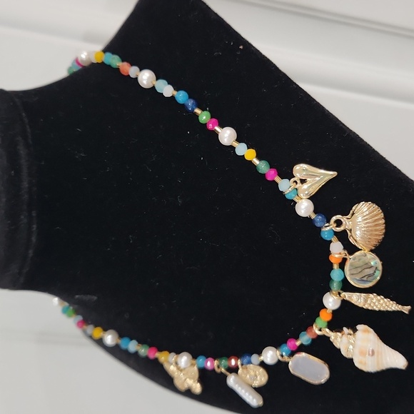 🔹️ATTERRI Semi Precious Stone Genuine Shell  Multicolor Charm Nautical Necklace - Picture 9 of 11